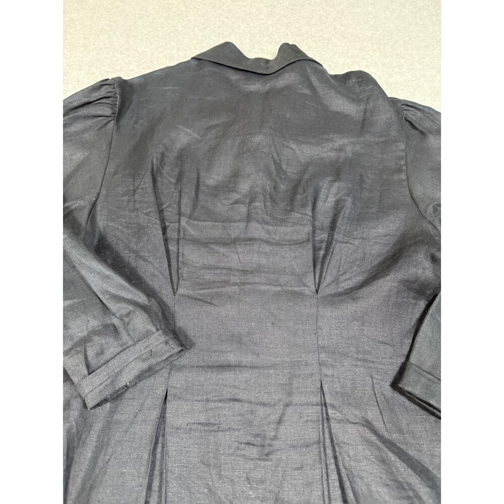 Kenneth Gordon Womens Size 8 Irish Linen Black Button Up - Picture 10 of 14